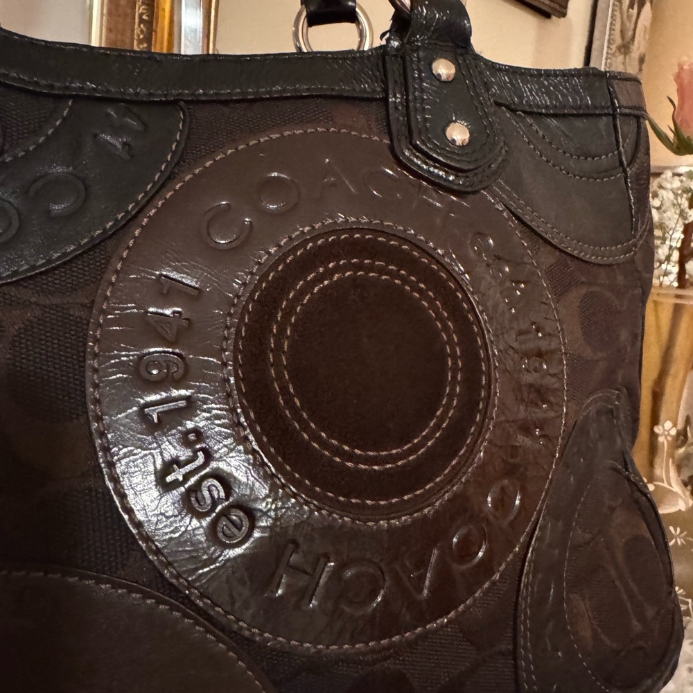 Coach Circle Patchwork East West Tote, - Picture 2 of 14
